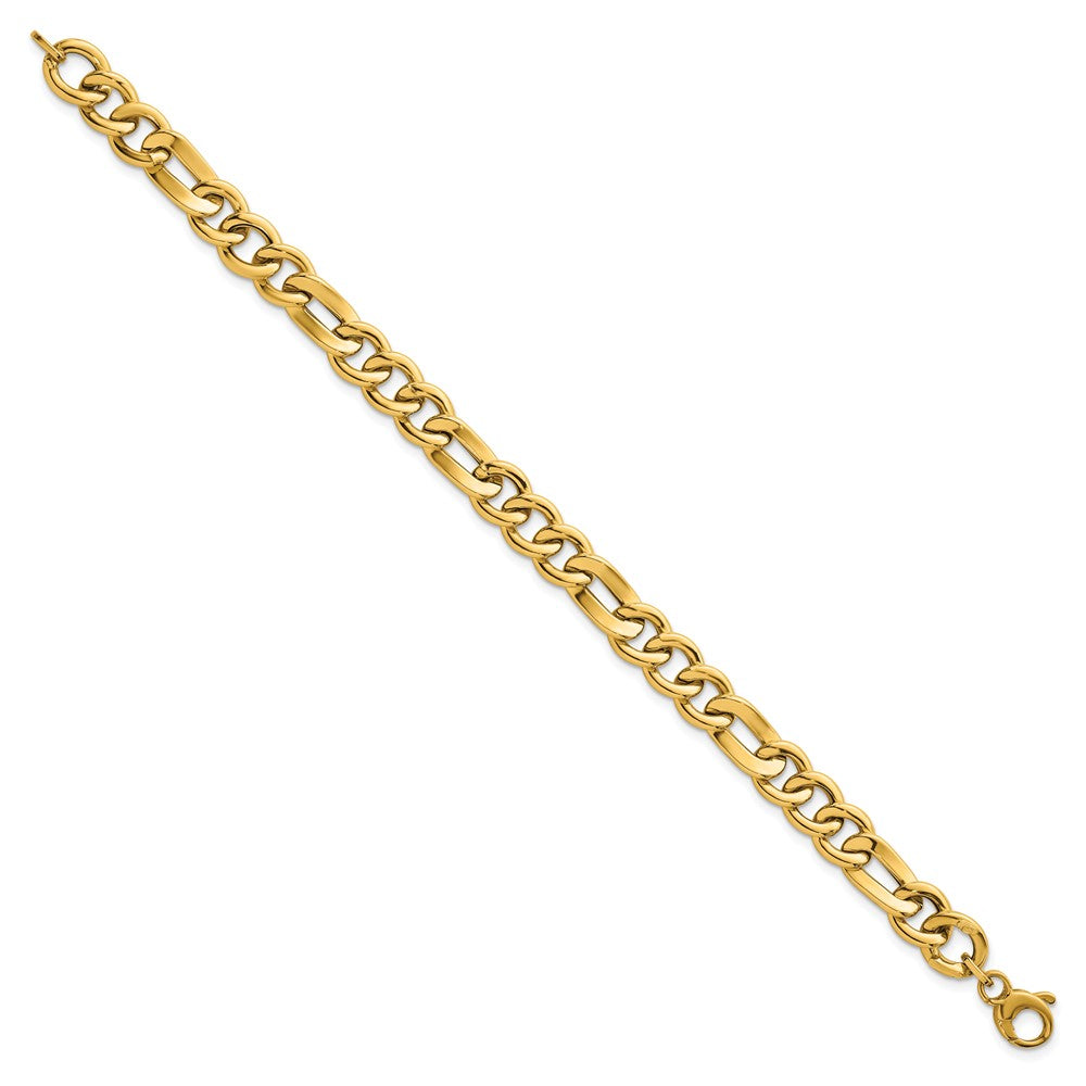 Polished Figaro Link Bracelet 7.5" - Yellow Gold