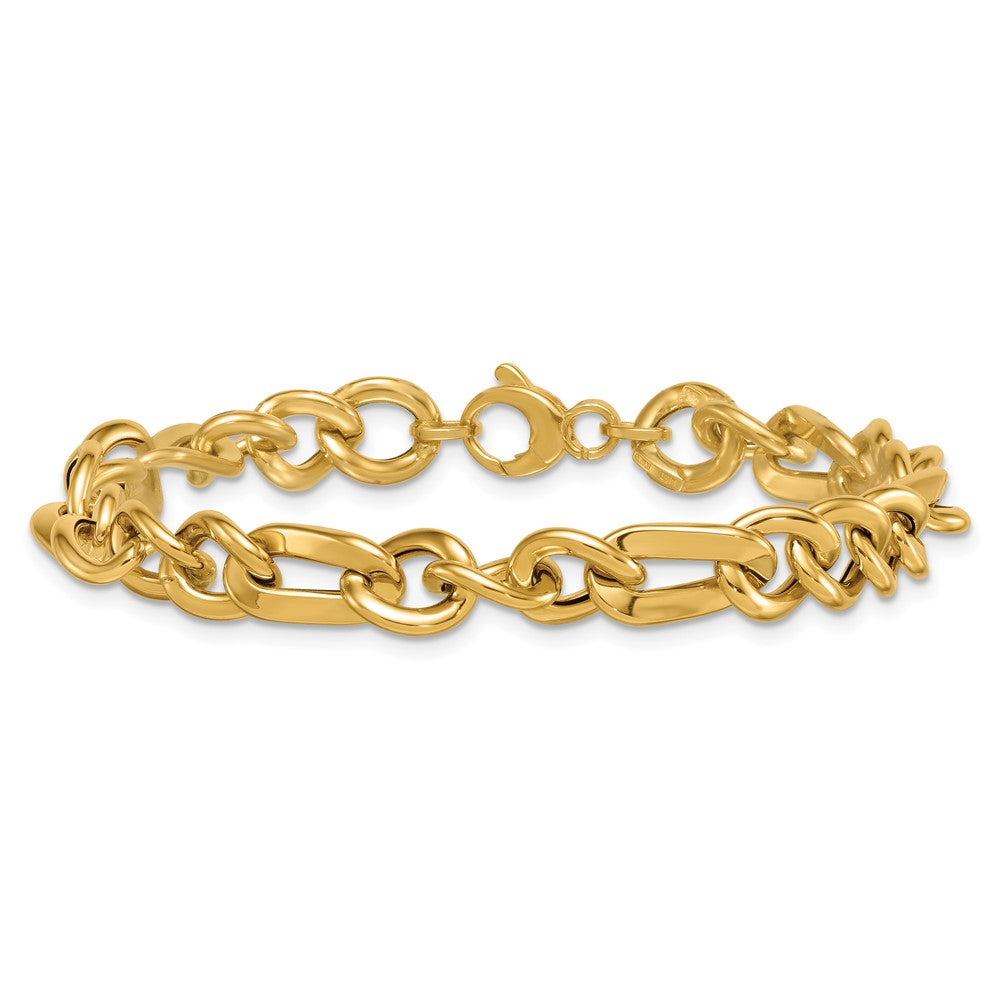 Polished Figaro Link Bracelet 7.5" - Yellow Gold
