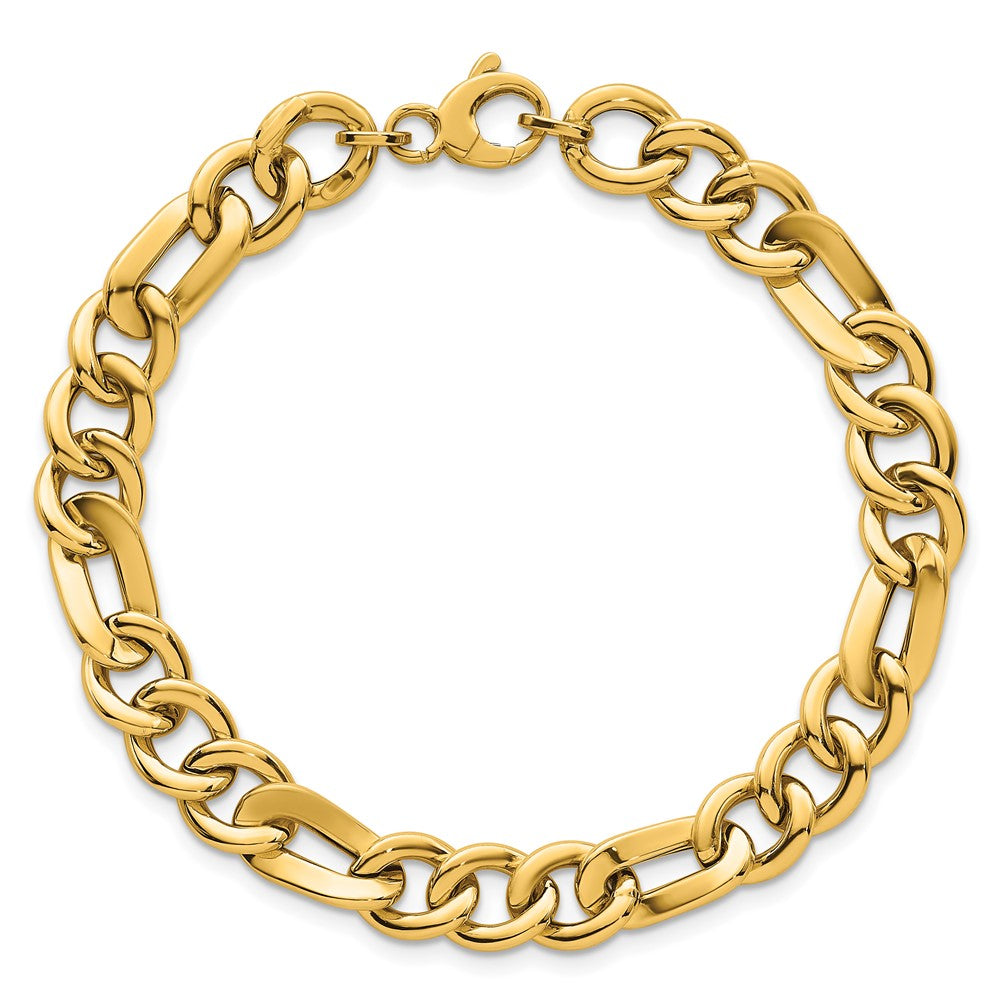 Polished Figaro Link Bracelet 7.5" - Yellow Gold