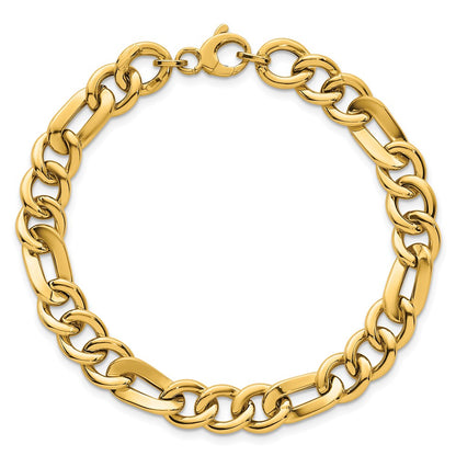 Polished Figaro Link Bracelet 7.5" - Yellow Gold