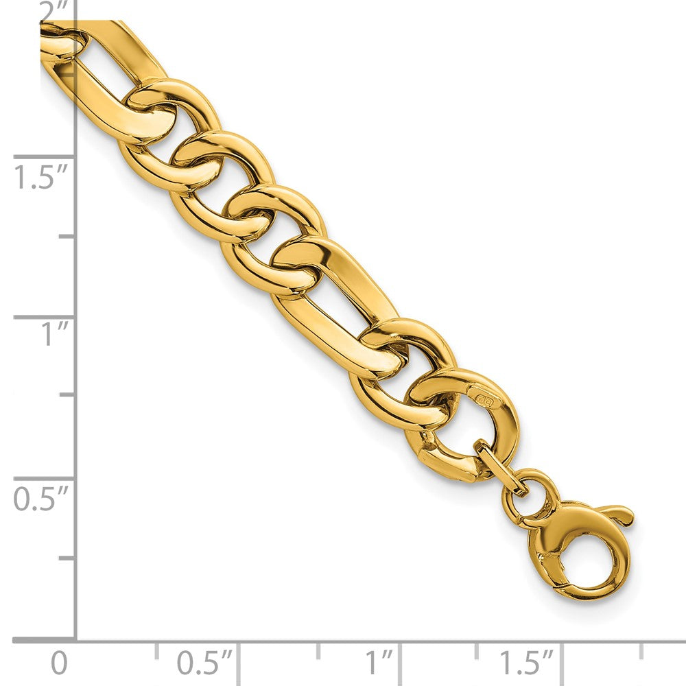 Polished Figaro Link Bracelet 7.5" - Yellow Gold