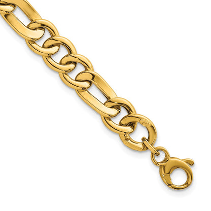 Polished Figaro Link Bracelet 7.5" - Yellow Gold