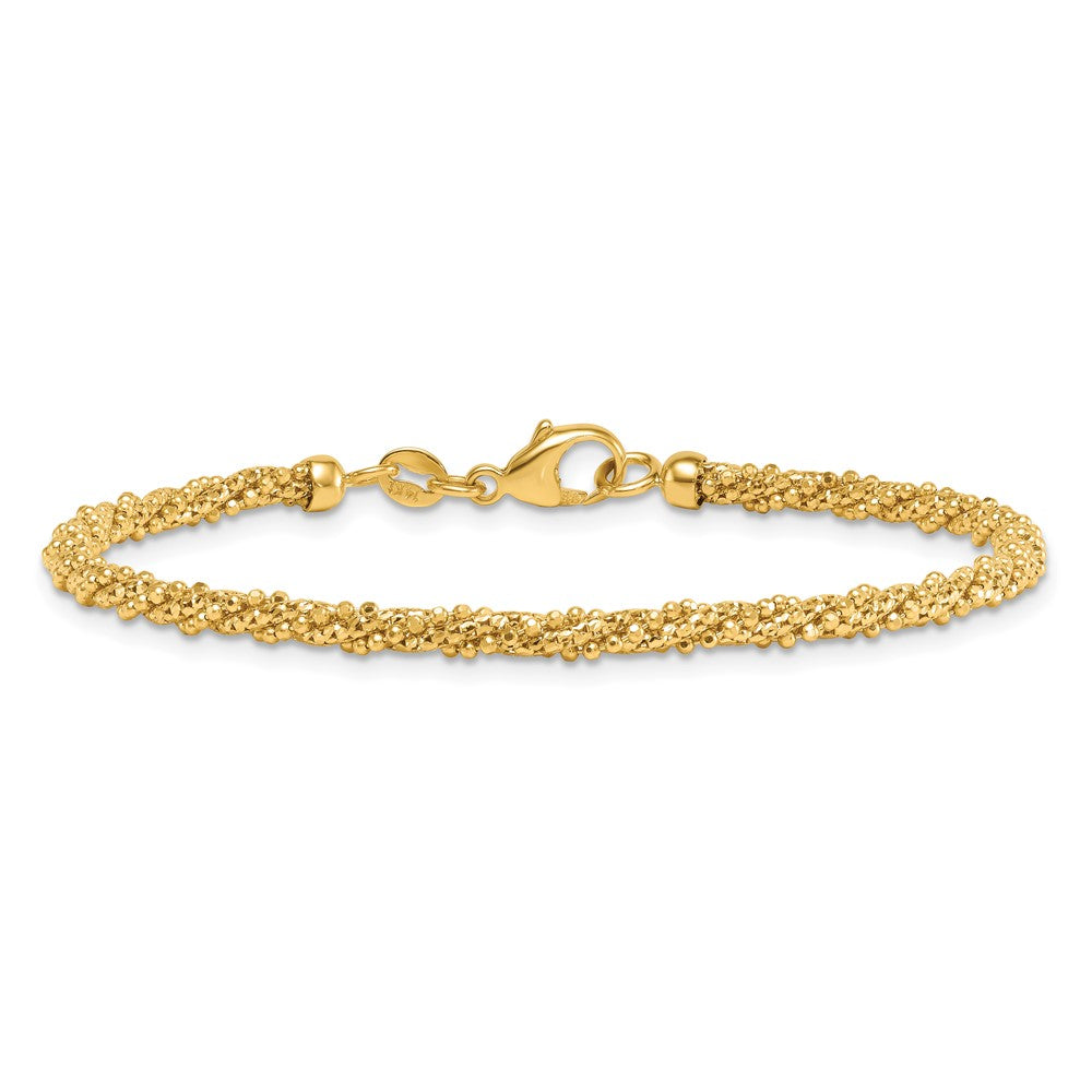 Textured Twisted Fancy Beaded 3mm Bracelet 7.5"