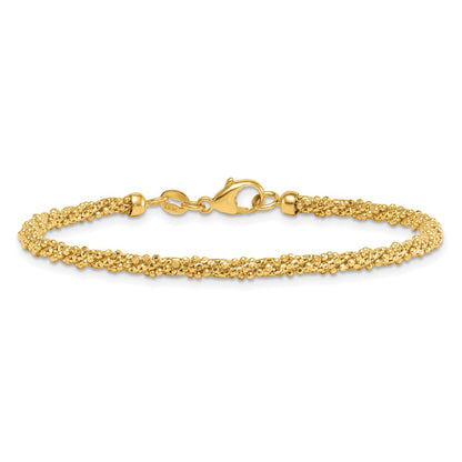 Textured Twisted Fancy Beaded 3mm Bracelet 7.5"