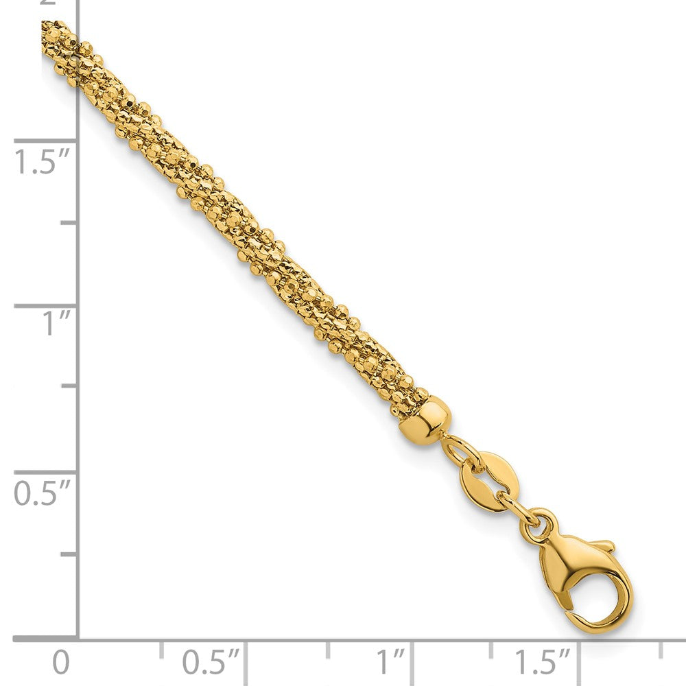 Textured Twisted Fancy Beaded 3mm Bracelet 7.5"