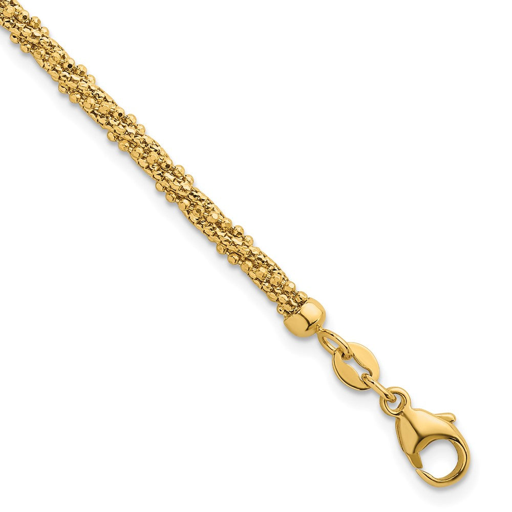 Textured Twisted Fancy Beaded 3mm Bracelet 7.5"