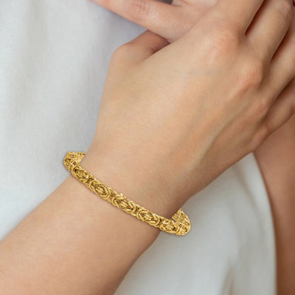 Polished Rounded Byzantine Link Bracelet 7.5"