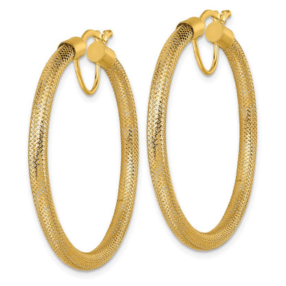 Polished Flexible Mesh Hinged Hoop Earrings