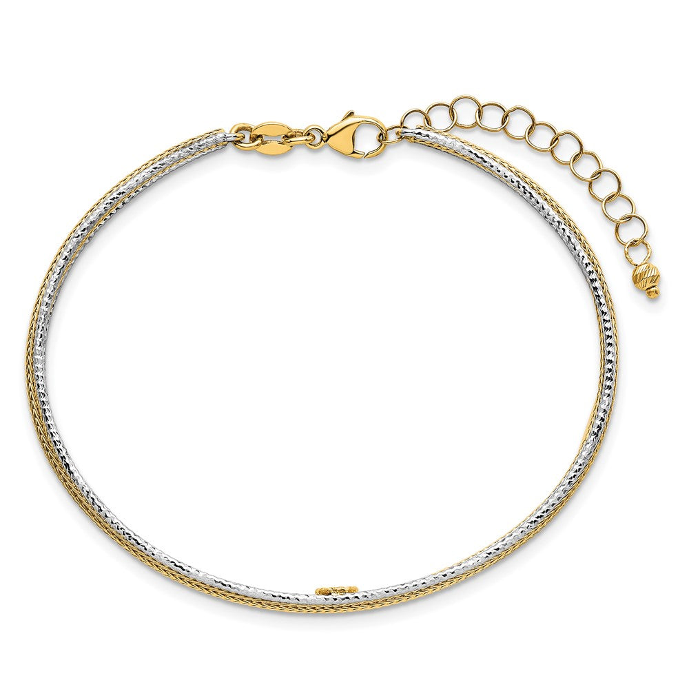 Textured Woven Flexible w/1.25 inch ext Bangle Bracelet
