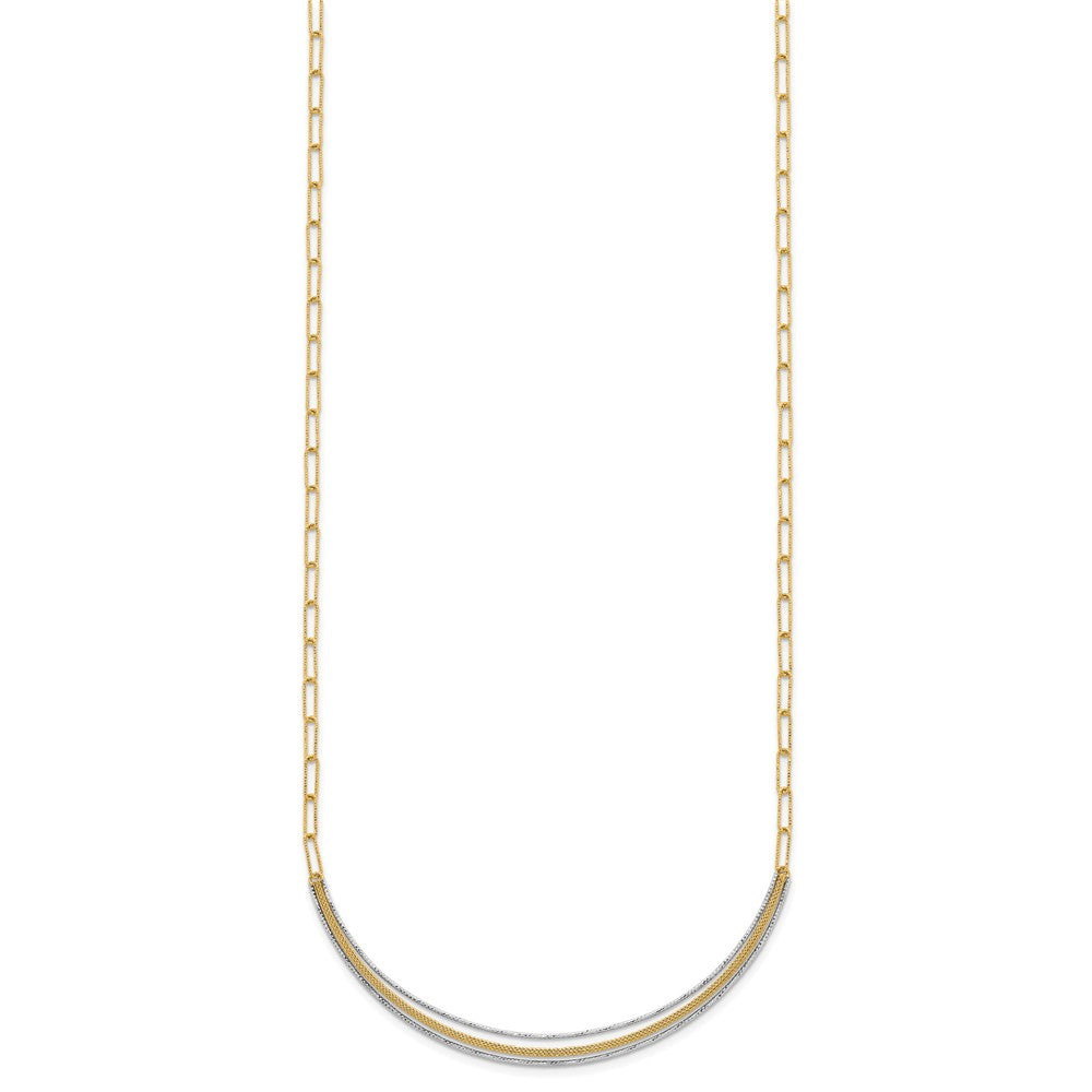 Textured Long Link w/2 inch ext Woven Smile Bar Necklace