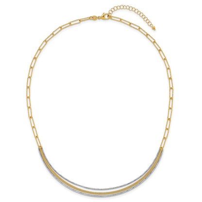 Textured Long Link w/2 inch ext Woven Smile Bar Necklace