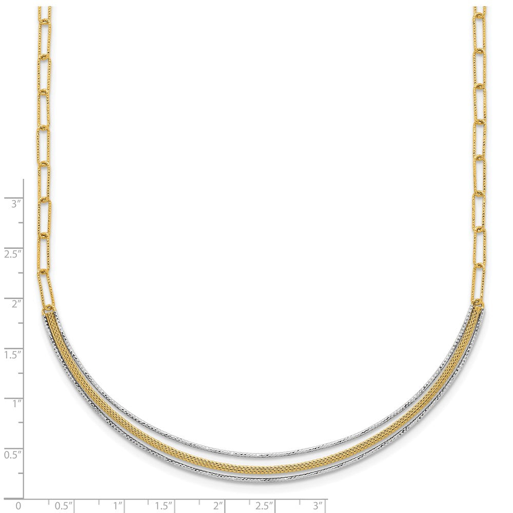 Textured Long Link w/2 inch ext Woven Smile Bar Necklace