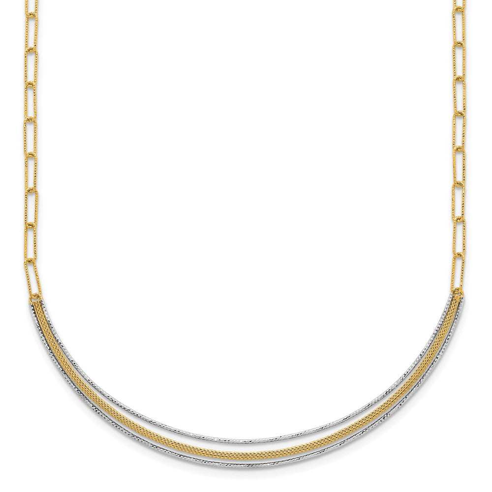 Textured Long Link w/2 inch ext Woven Smile Bar Necklace