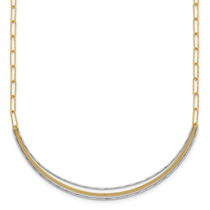 Textured Long Link w/2 inch ext Woven Smile Bar Necklace