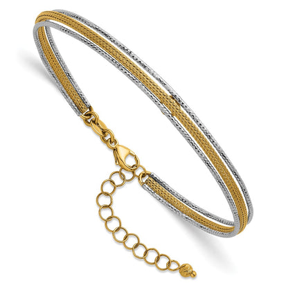 Textured Woven Flexible w/1.25 inch ext Bangle Bracelet