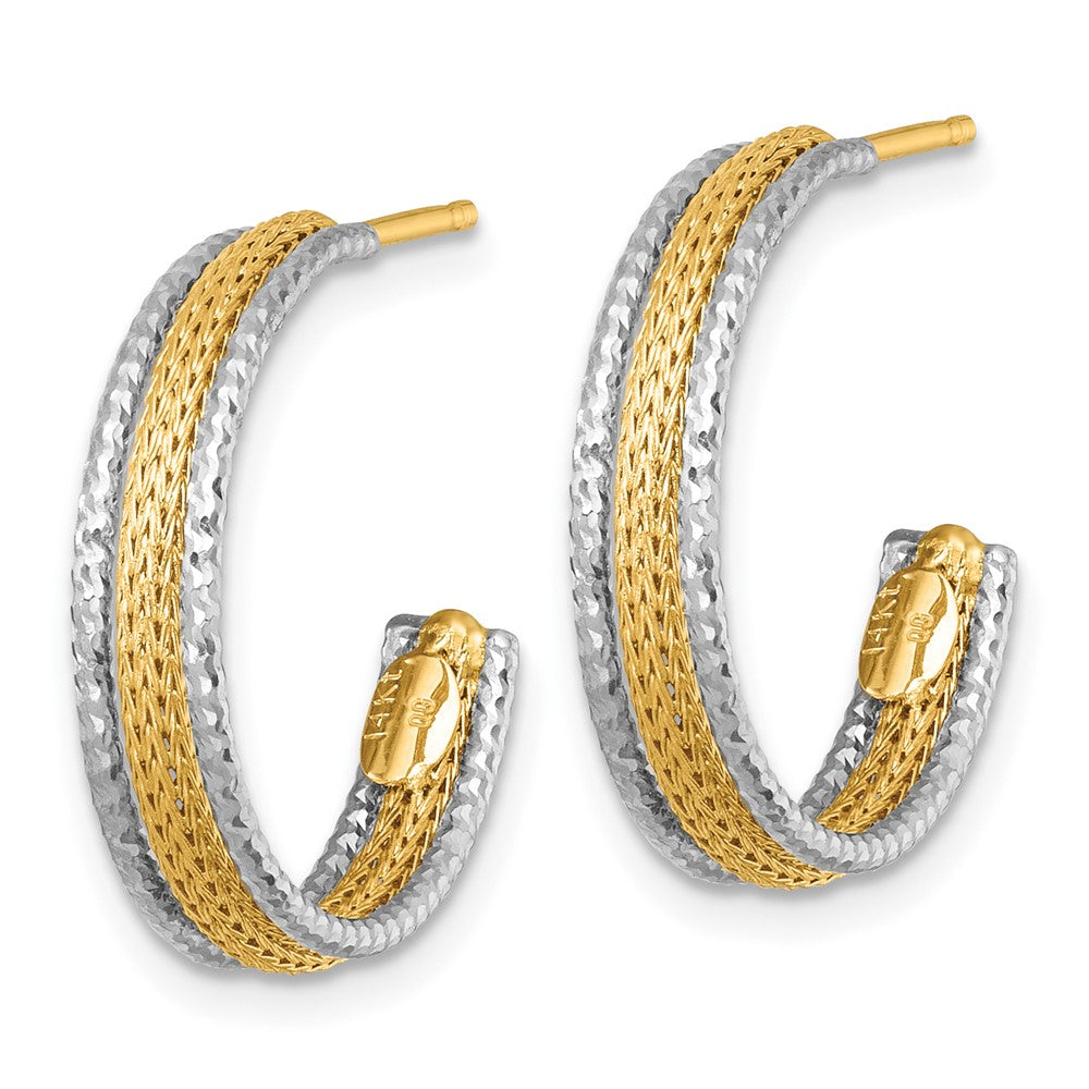 Textured Woven 4mm J-Hoop Post Earrings
