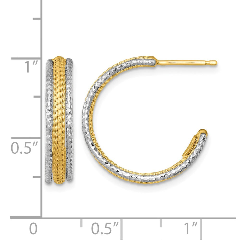 Textured Woven 4mm J-Hoop Post Earrings