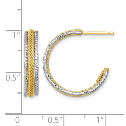 Textured Woven 4mm J-Hoop Post Earrings
