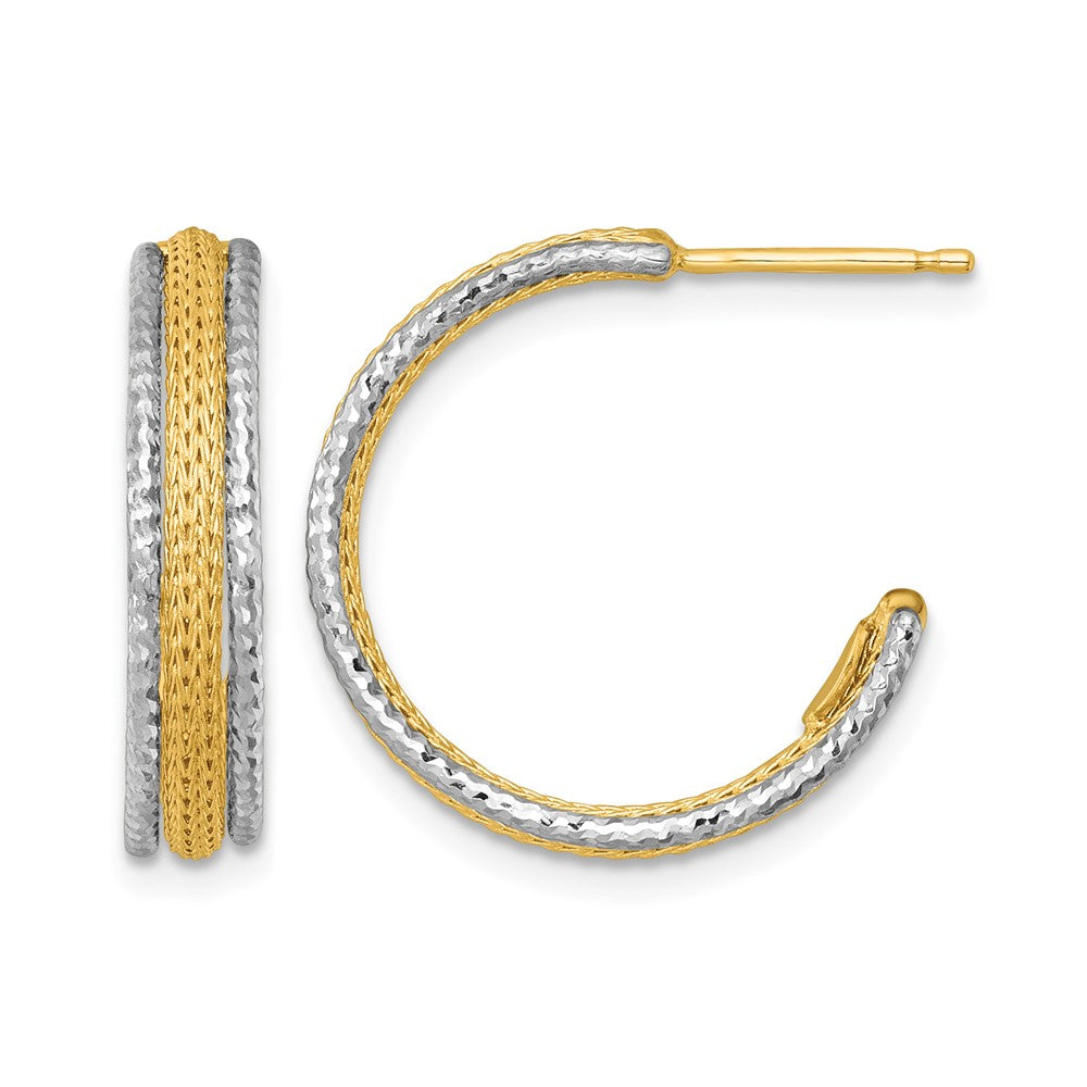 Textured Woven 4mm J-Hoop Post Earrings