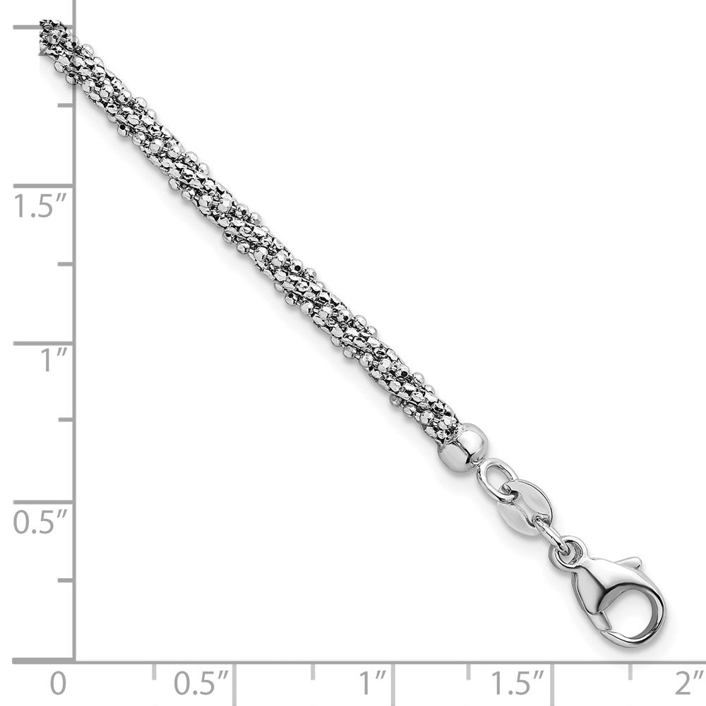 White Textured Twisted Fancy Bead 3mm Bracelet 7.5"