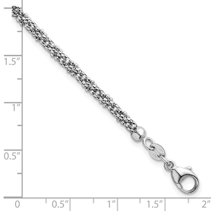 White Textured Twisted Fancy Bead 3mm Bracelet 7.5"