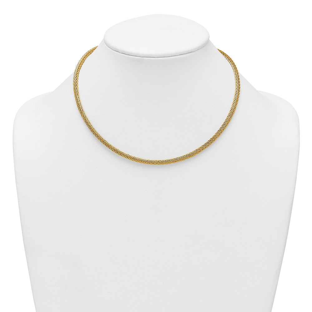 Polished and D/C Round Woven Wire Necklace 17"