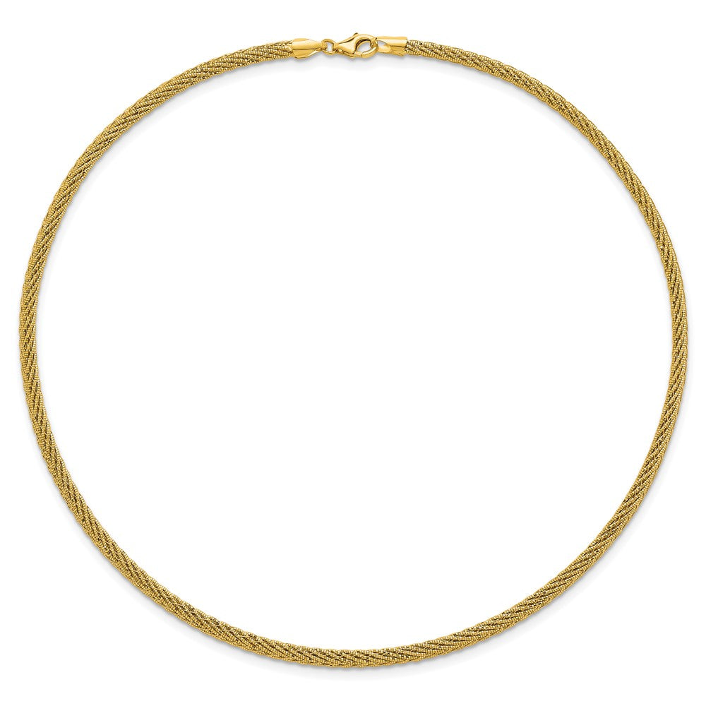 Polished and D/C Round Woven Wire Necklace 17"