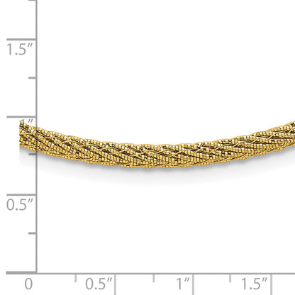 Polished and D/C Round Woven Wire Necklace 17"