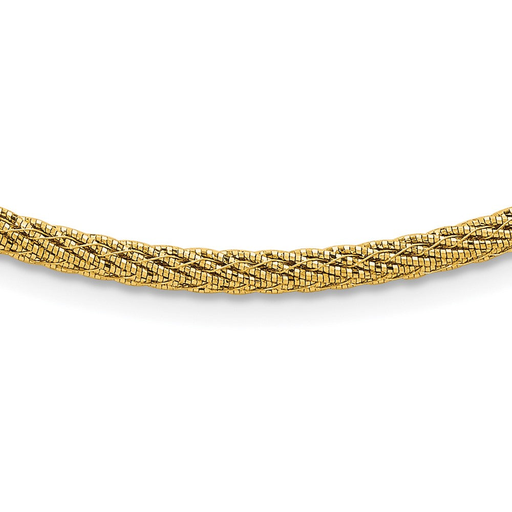 Polished and D/C Round Woven Wire Necklace 17"