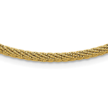 Polished and D/C Round Woven Wire Necklace 17"