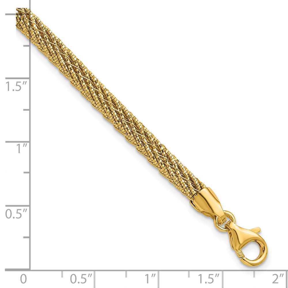 Polished and D/C Round Woven Wire Bracelet 7.5"