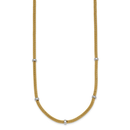 Polished Fancy Mesh With Bead Necklace 18"
