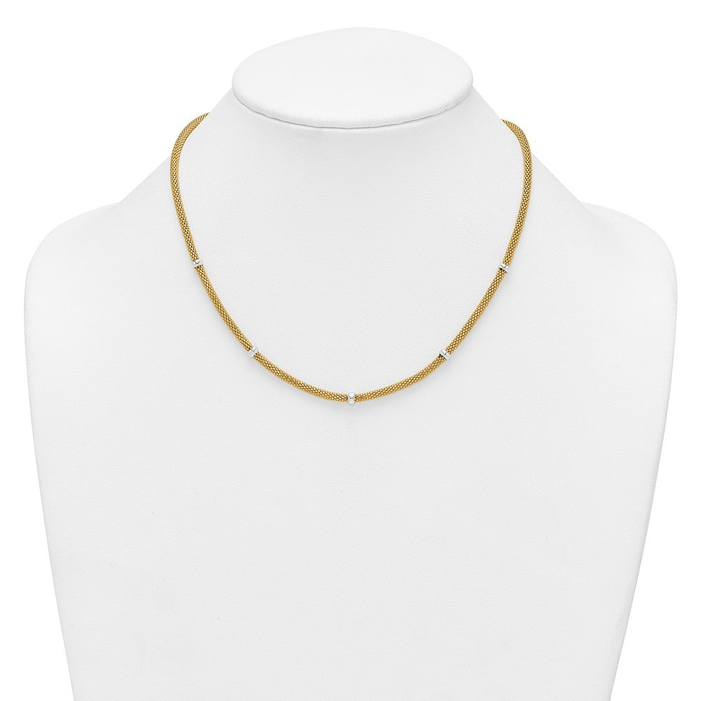 Polished Fancy Mesh With Bead Necklace 18"