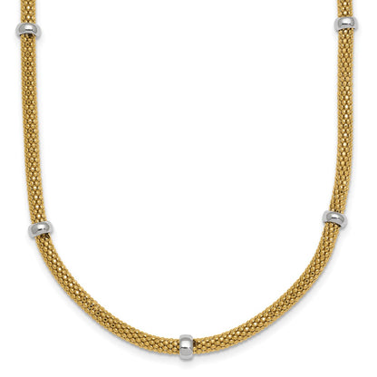 Polished Fancy Mesh With Bead Necklace 18"