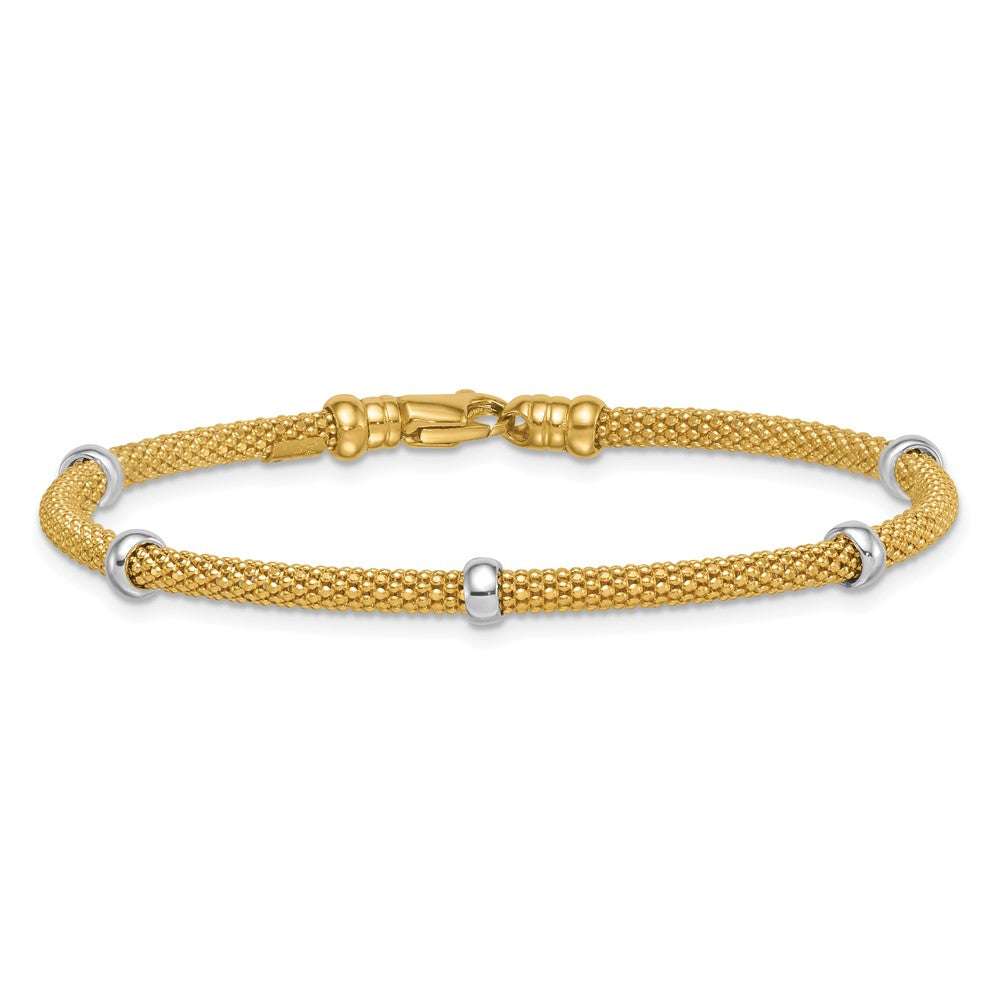 Polished Fancy Mesh With Bead Bracelet 7.25"