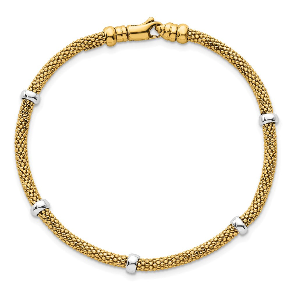 Polished Fancy Mesh With Bead Bracelet 7.25"
