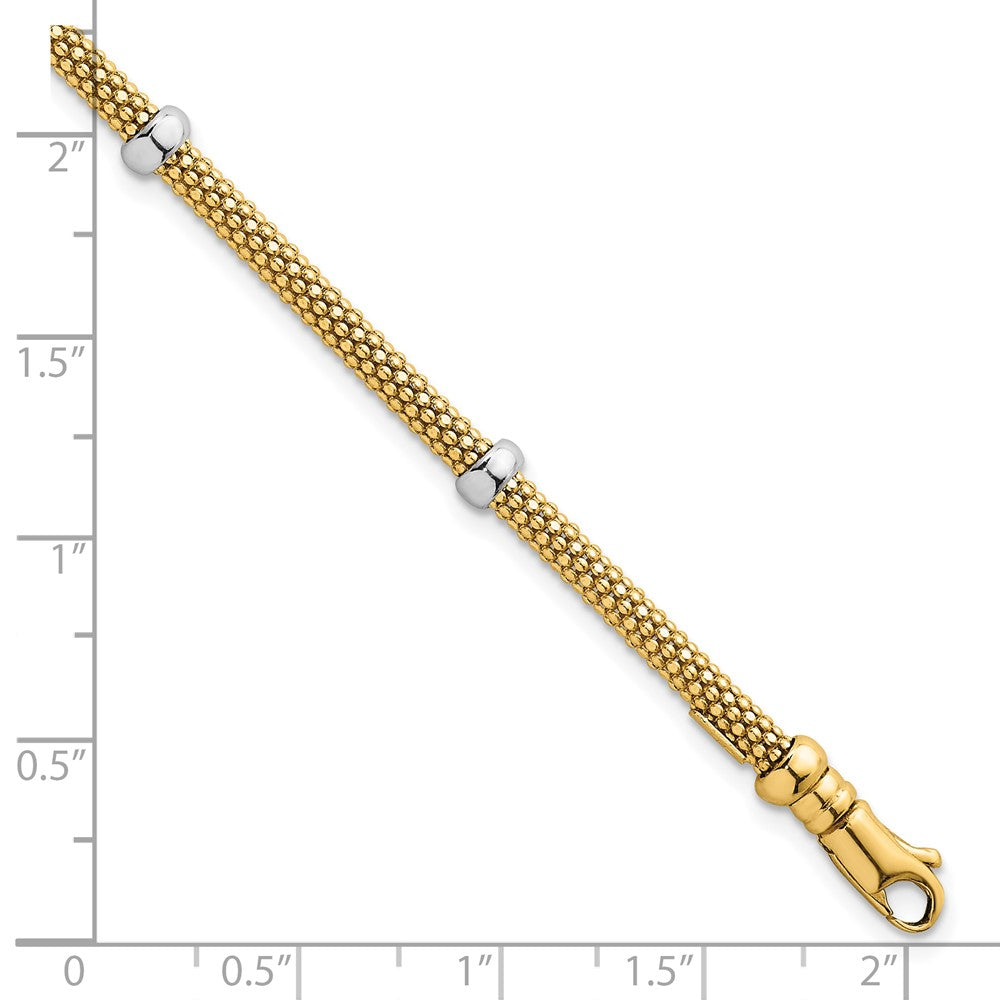 Polished Fancy Mesh With Bead Bracelet 7.25"