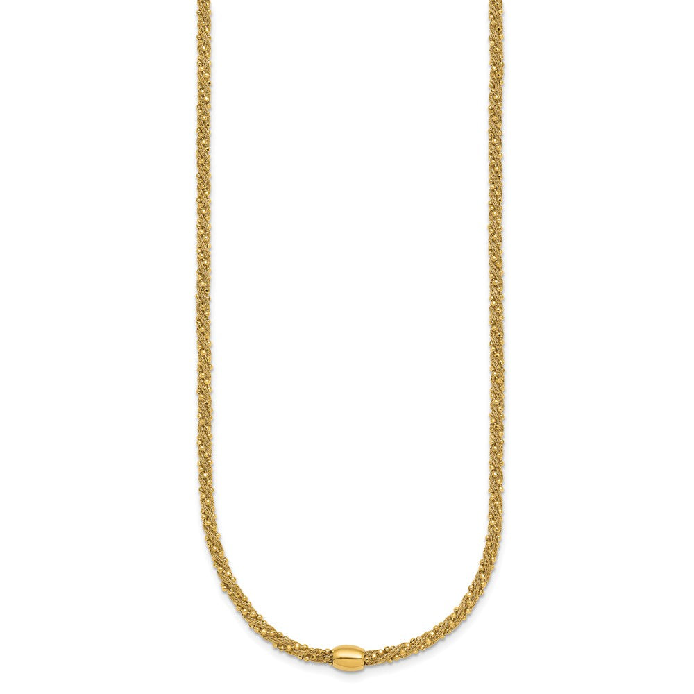 Polished and Textured Twist with Bead Necklace 17"