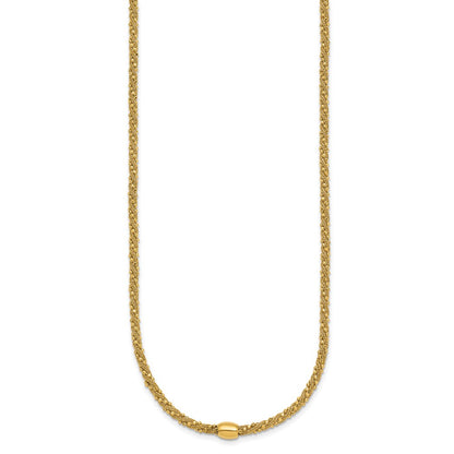 Polished and Textured Twist with Bead Necklace 17"