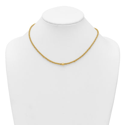 Polished and Textured Twist with Bead Necklace 17"