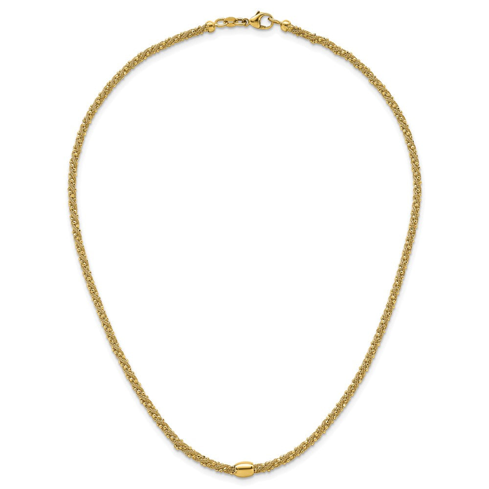 Polished and Textured Twist with Bead Necklace 17"