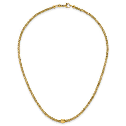 Polished and Textured Twist with Bead Necklace 17"