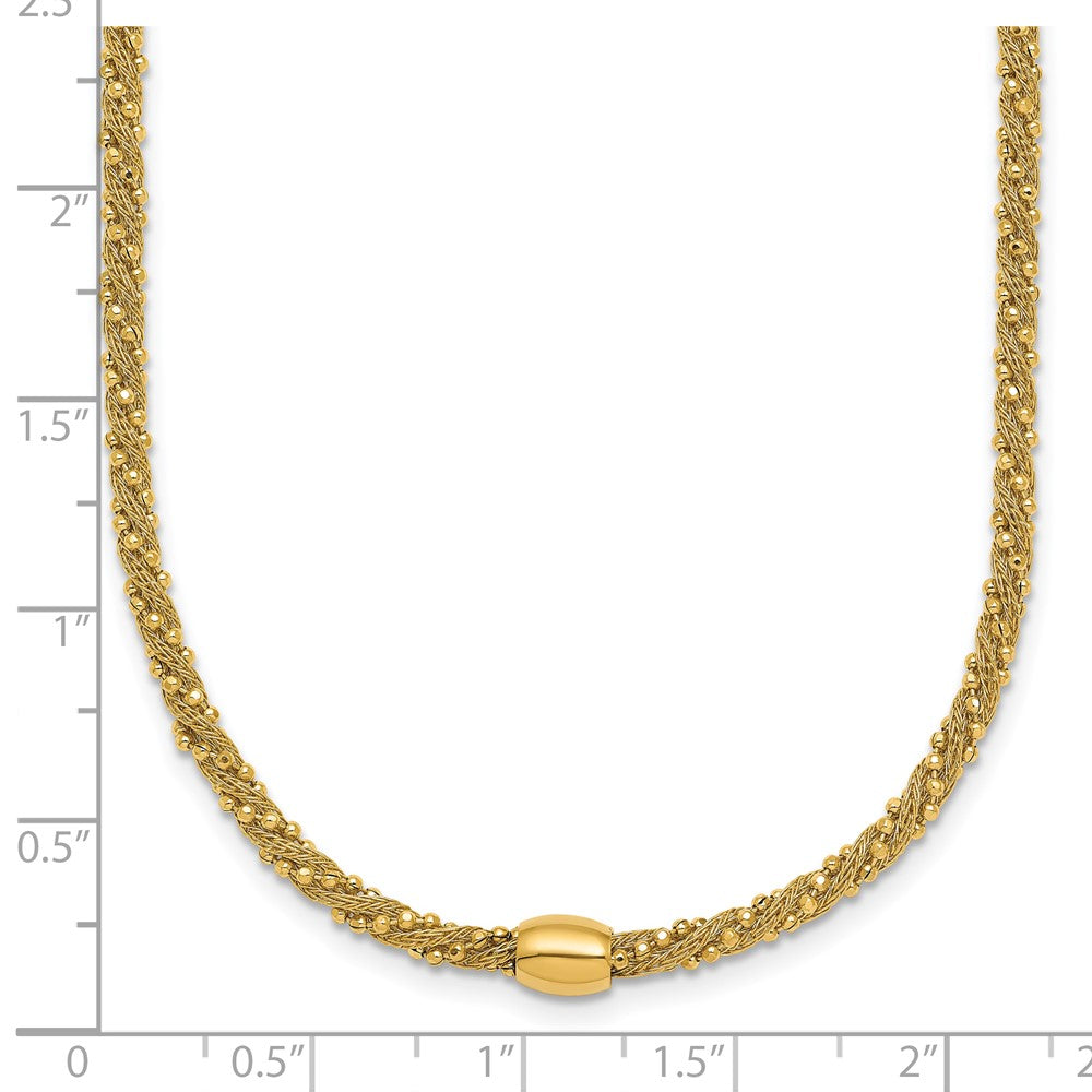 Polished and Textured Twist with Bead Necklace 17"