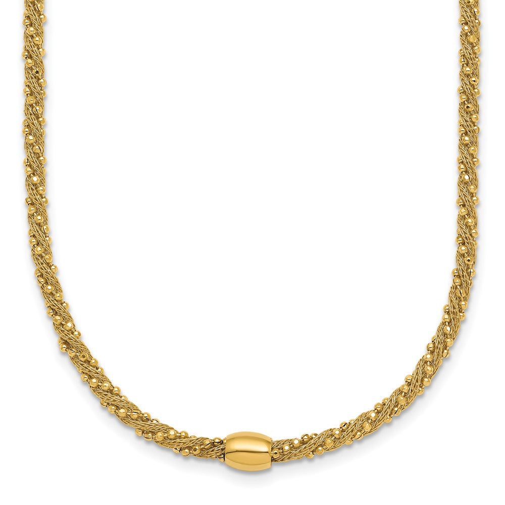 Polished and Textured Twist with Bead Necklace 17"