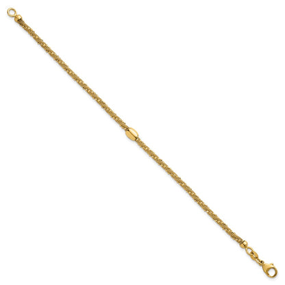 Polished and Textured Twist with Bead Bracelet 7.25"
