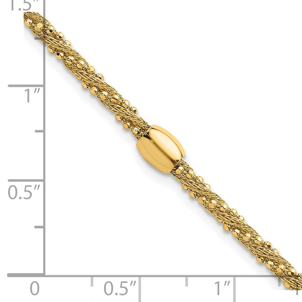 Polished and Textured Twist with Bead Bracelet 7.25"
