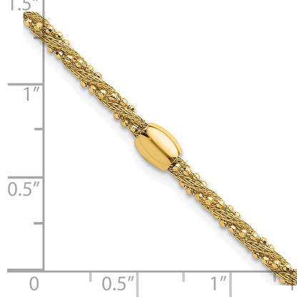 Polished and Textured Twist with Bead Bracelet 7.25"
