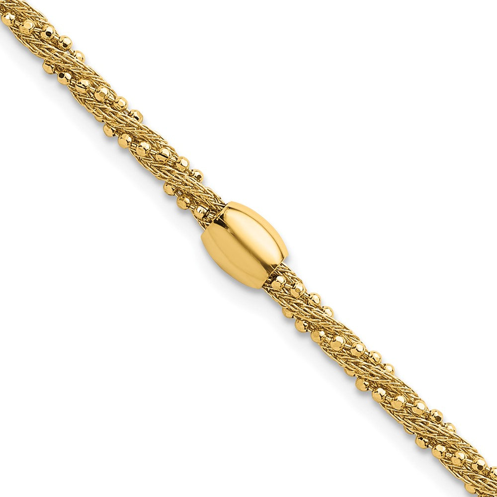Polished and Textured Twist with Bead Bracelet 7.25"