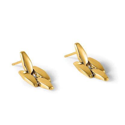 Polished Fancy Link Dangle Post Earrings - 10.8mm