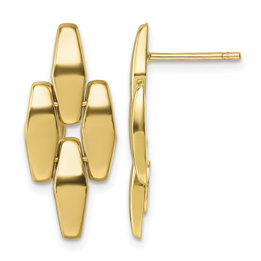 Polished Fancy Link Dangle Post Earrings - 10.8mm